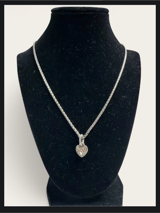 Brighton Jewelry - Brighton Silver Heart Pendant Necklace with Sparkling Center-retired